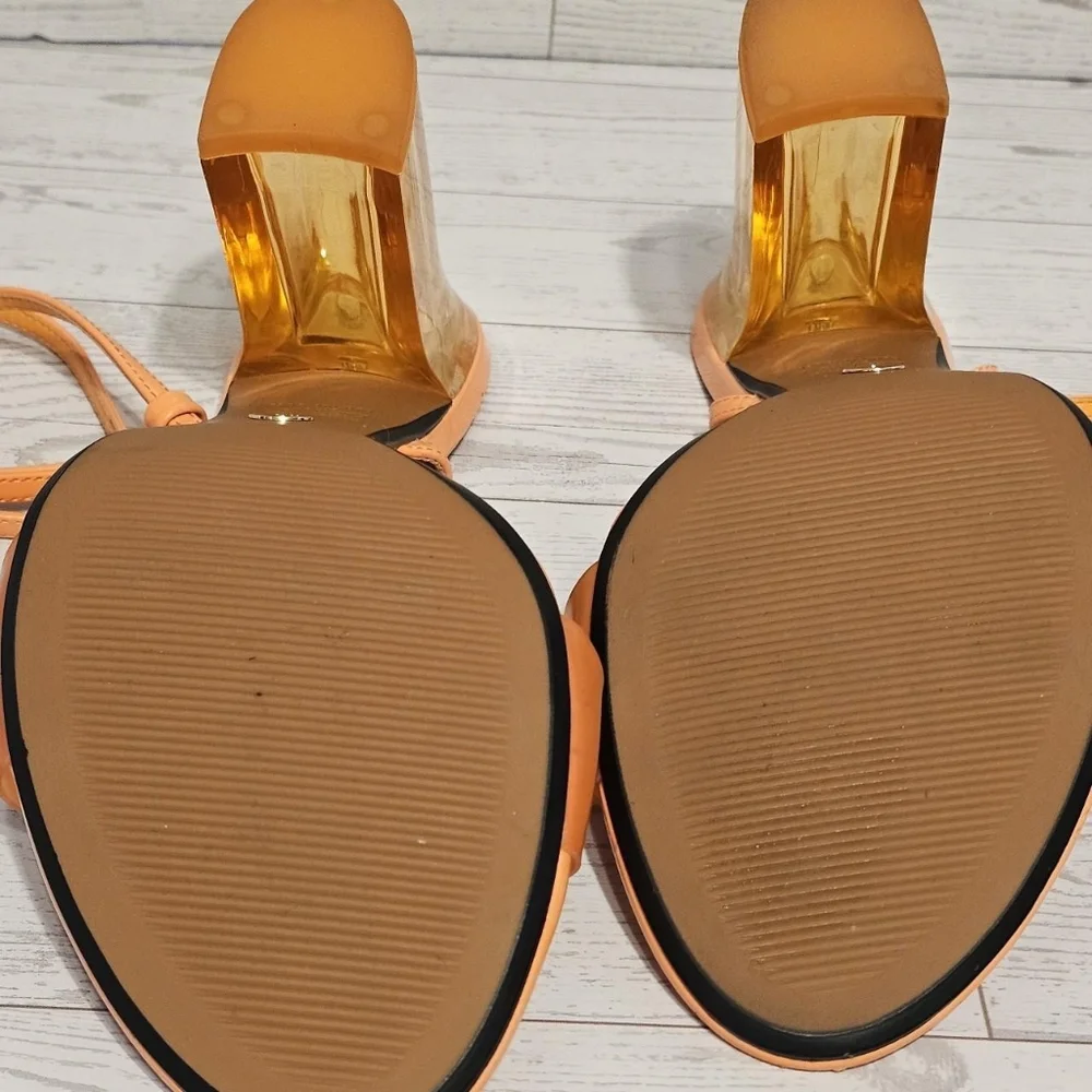 Zara Orange and Brown Leather Strappy Round Toe Sandals - Picture 6 of 8